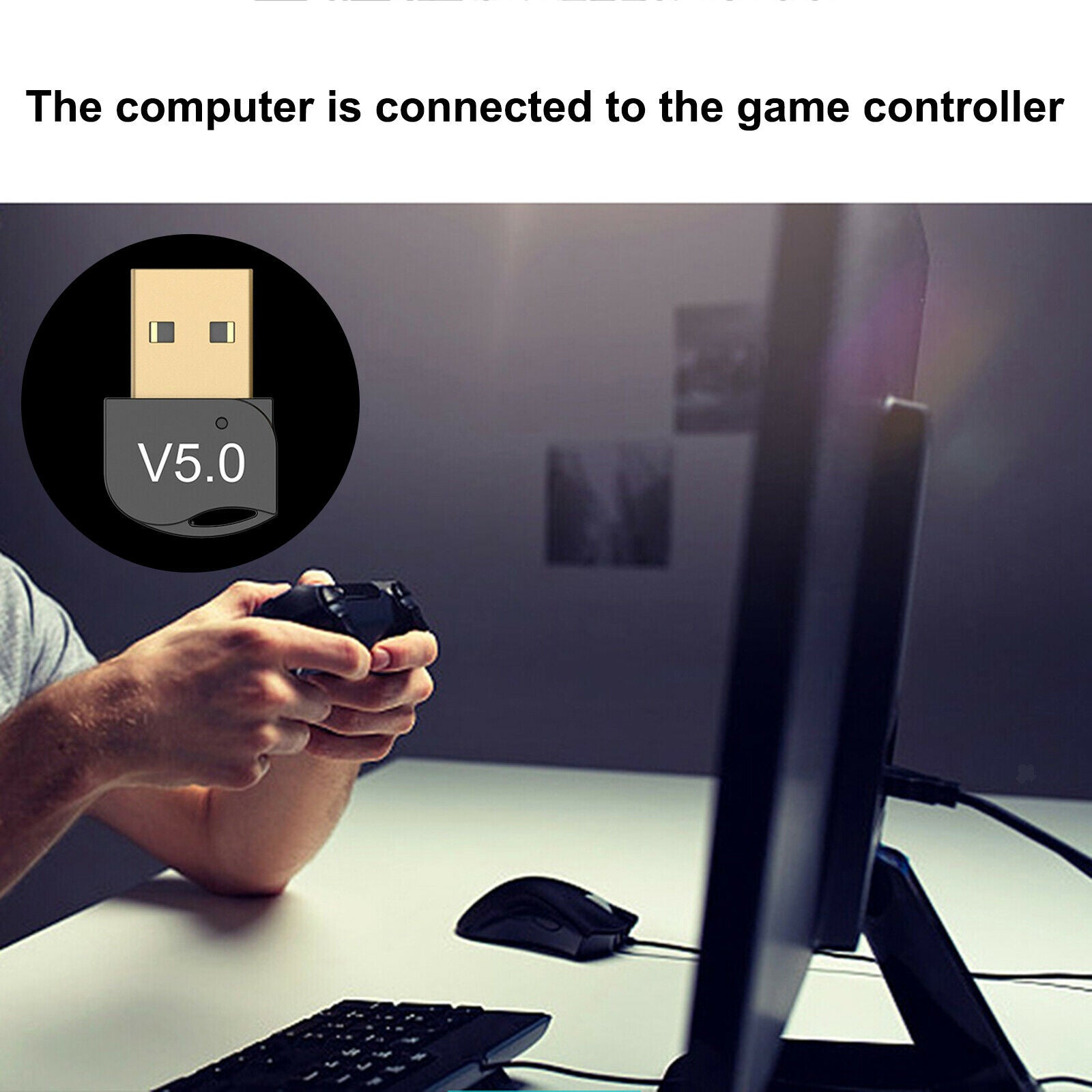 USB Bluetooth 5.0 Adapter for PC Windows 10/8/8.1 Computer Headset Speaker