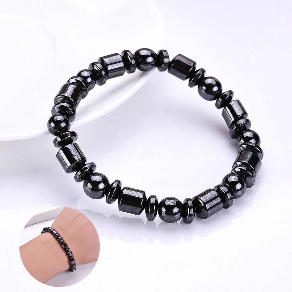 Biomagnetism Magnetic Round Black Stone Magnetic Bracelet Magnetic Health Care