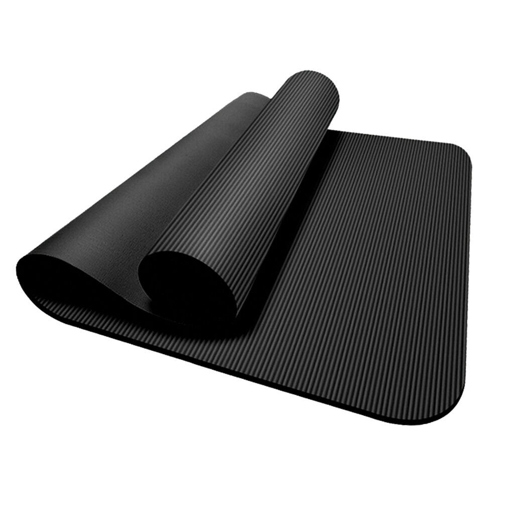 Non-slip Yoga Mat Pad Exercise Fitness Pilates Pad w/ Strap  72x24'' Black