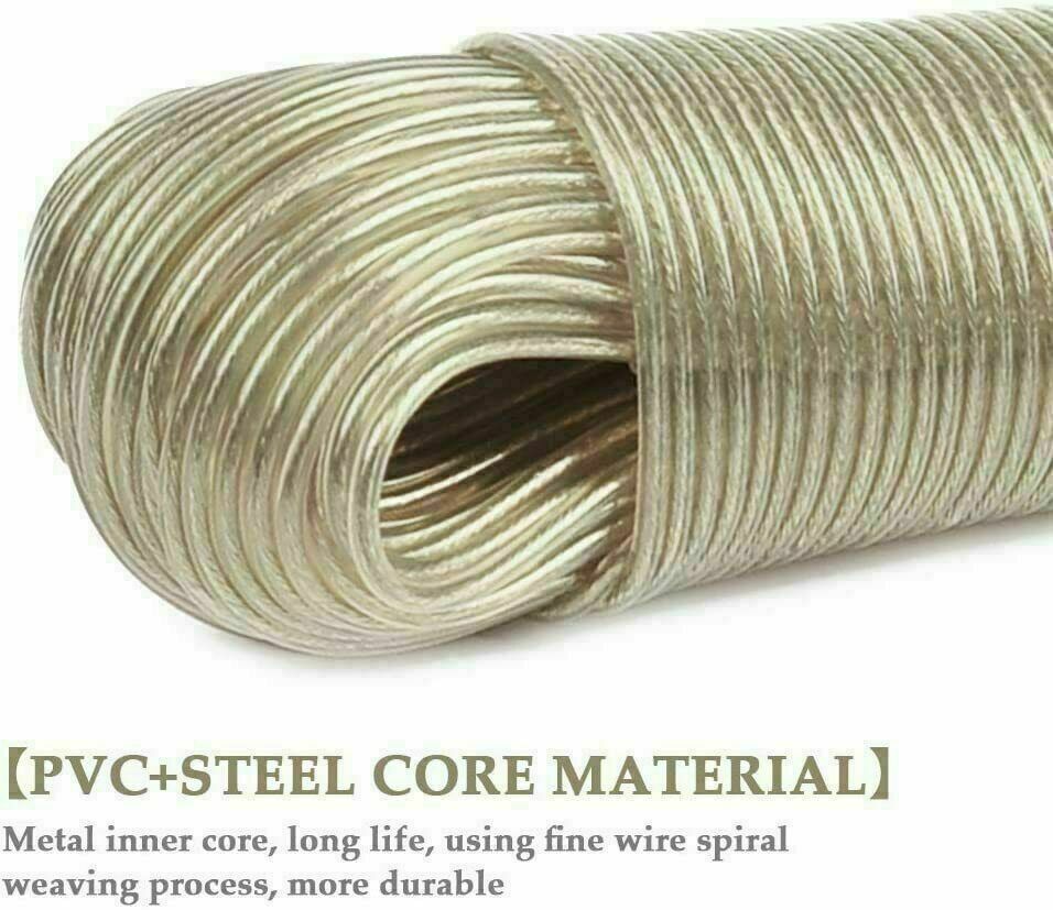 Heavy Steel Core Washing Clothes Plastic Coated Clothes Line Clothesline Rope US