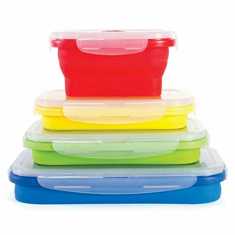 Thin Bins Collapsible Containers-Set of 4 Silicone Food Storage Containers - BU8