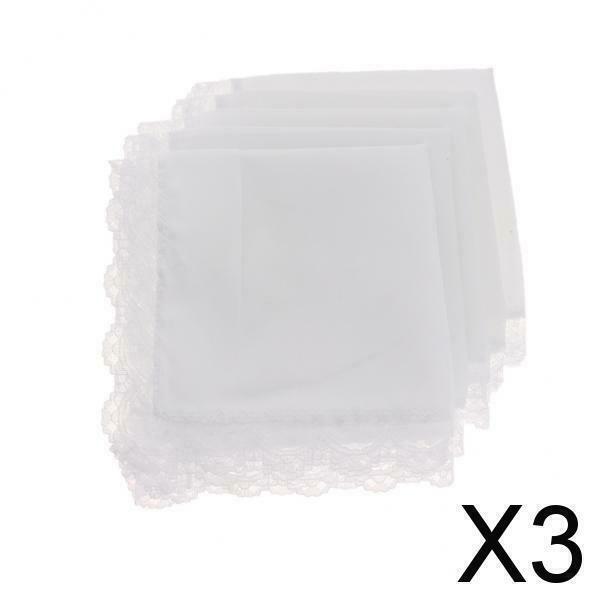 3X 5Pack Men Women Wedding Cotton Handkerchiefs Border White Hanky 23x25cm New