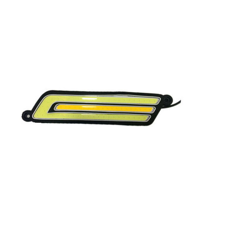Pair U Shape COB White + Amber LED Light Car Daytime Driving Light DRL Lamp 12V