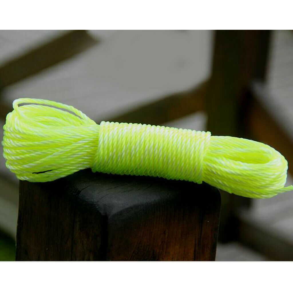 20m 10m Nylon Braided Rope for Camping Gardening Clothesline Yellow-20m