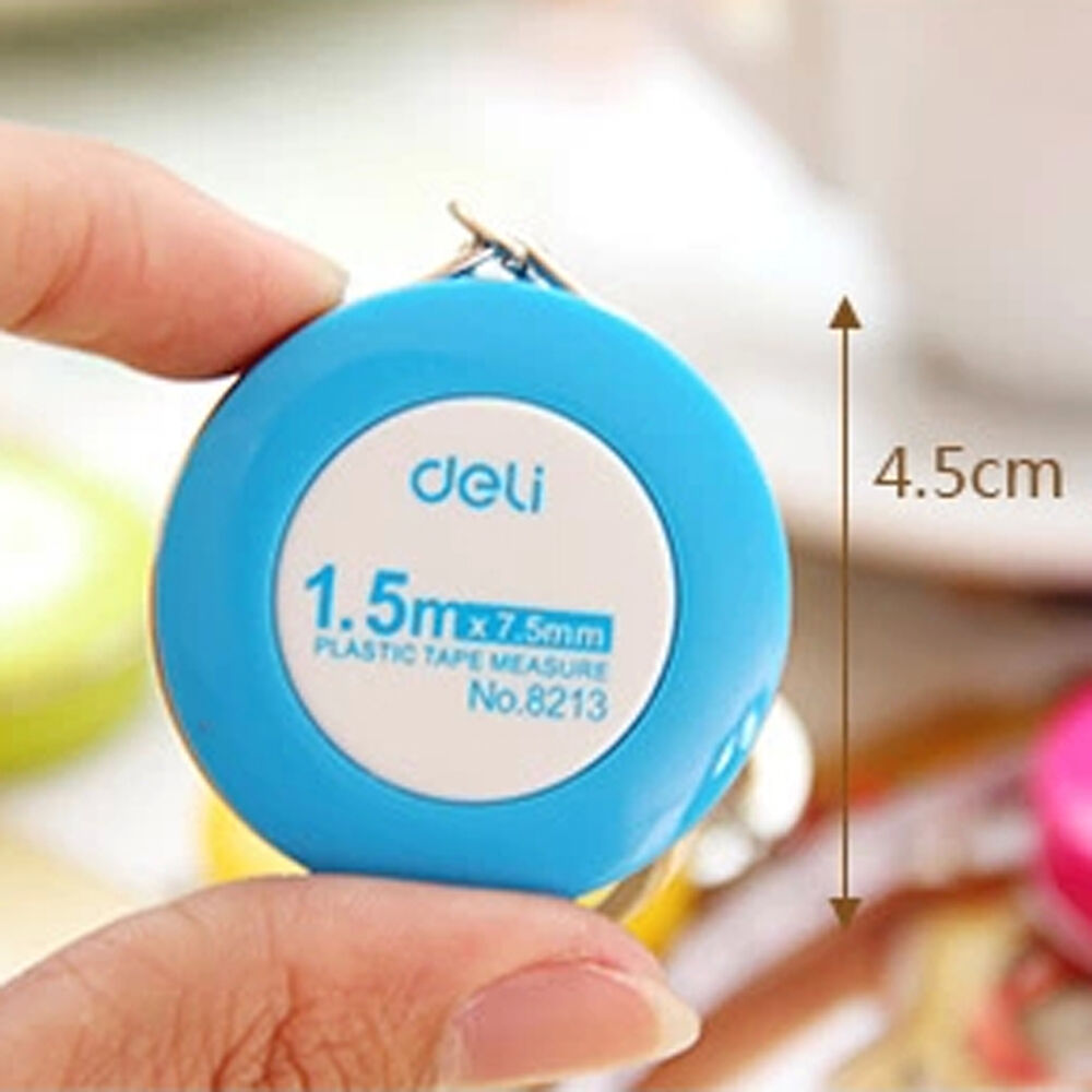 4pcs Deli Stationery Key Chain Measure 1.5m x 7.5mm Plastic Tape Measure No.8213