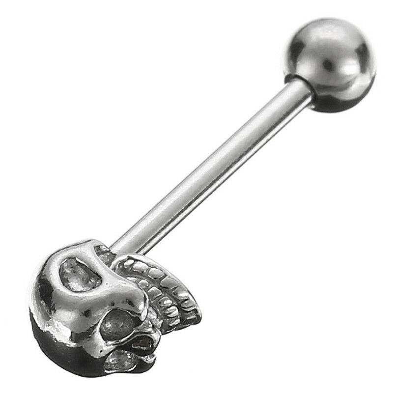 Stainless Steel SkullBall Tongue Bar Ring Barbell Body Piercing Women/Jewe.l8