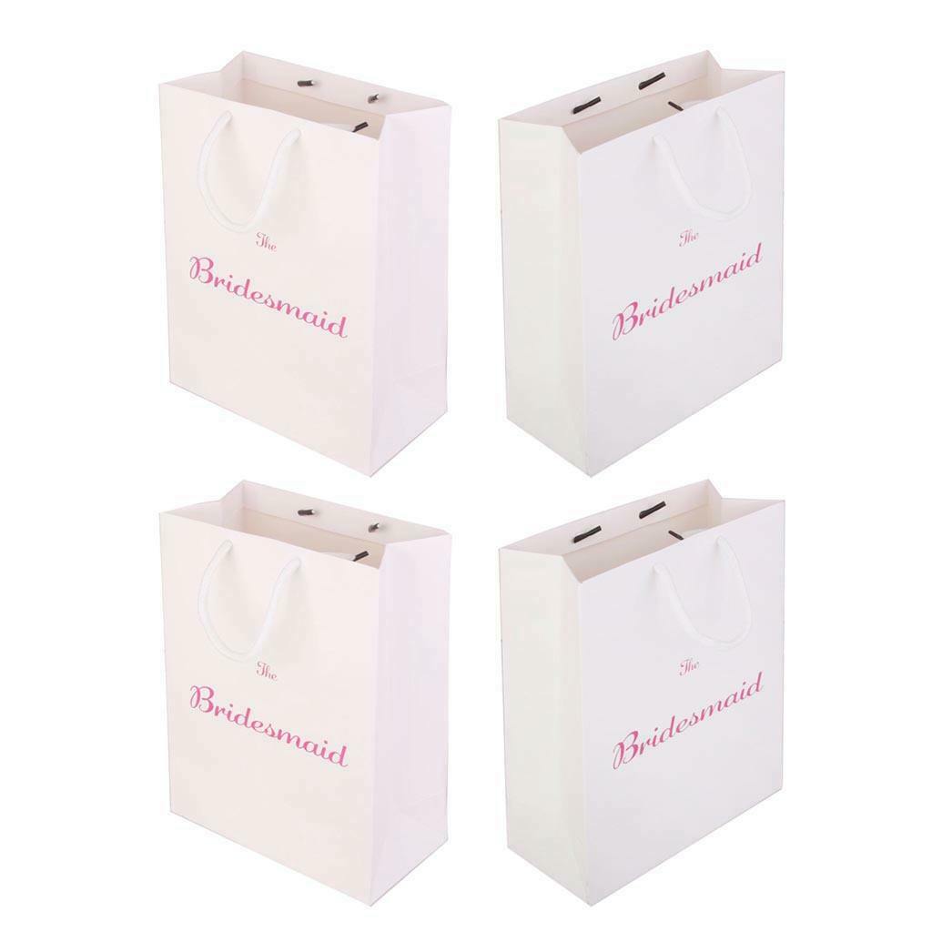 Pieces of 4 The Bridesmaid Printed Paper Bag with Handle for Wedding, Bridal