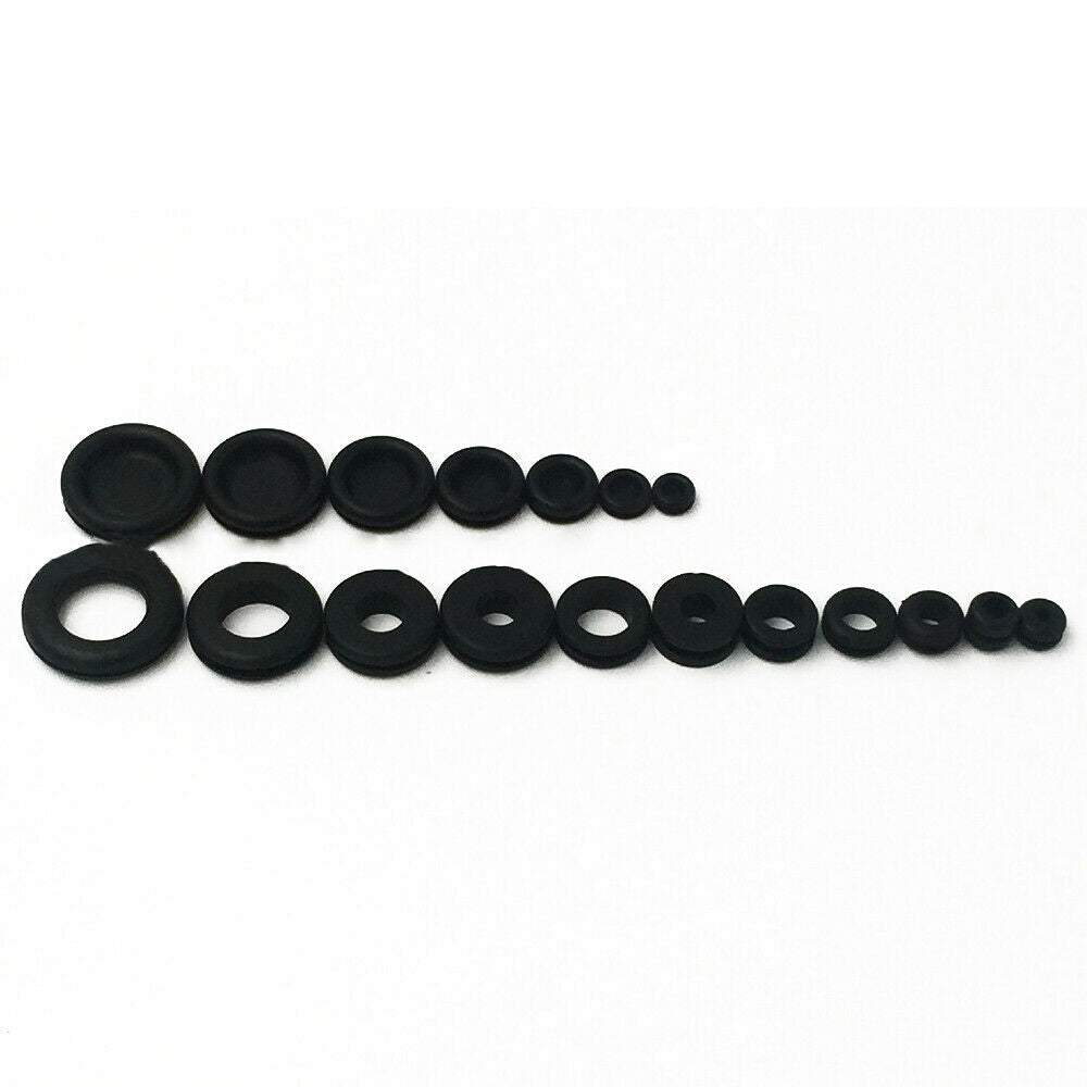 125pcs Black Rubber Grommet Eyelet Ring Electrical Conductor Gasket Rings NICE