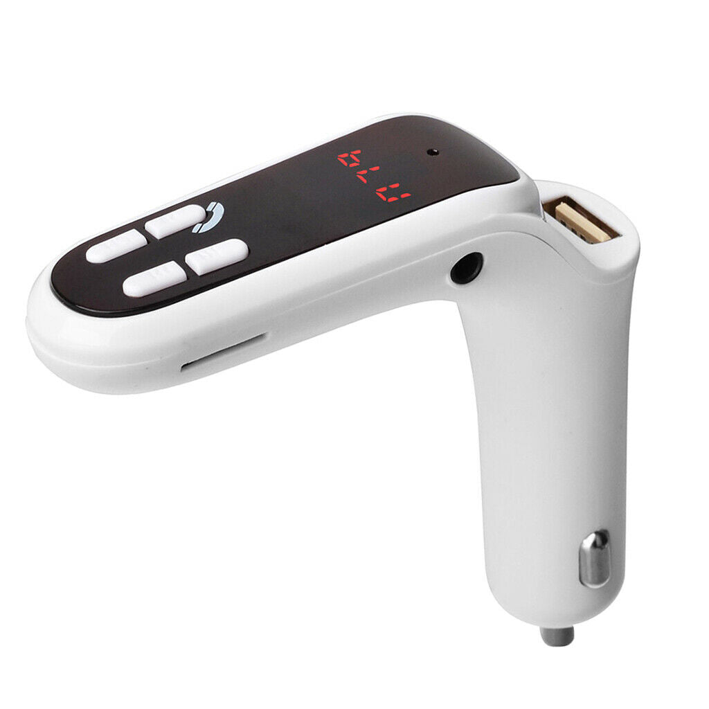 Wireless Bluetooth Car Kit FM Transmitter MP3 Player with USB Charger White