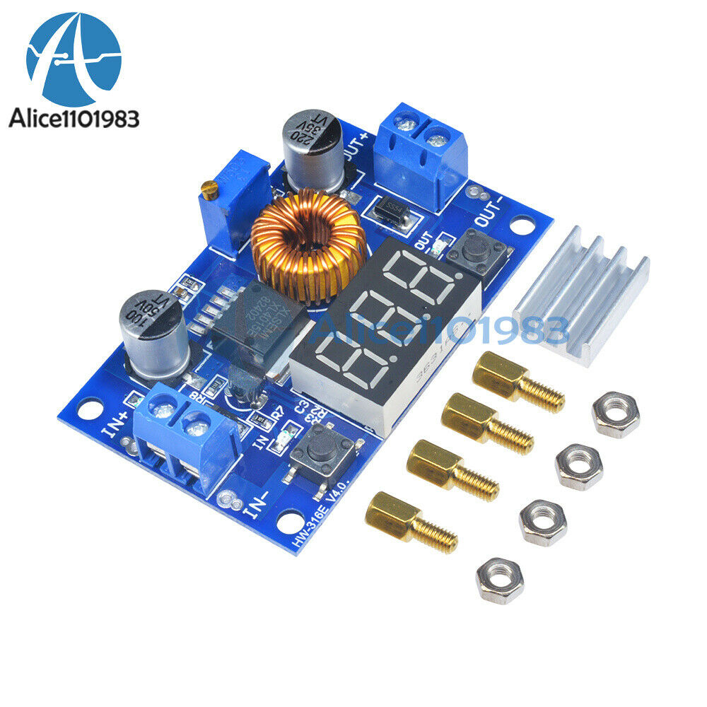 10PCS 5A Adjustable Power CC/CV Step-down Charge Module LED Driver  Voltmeter