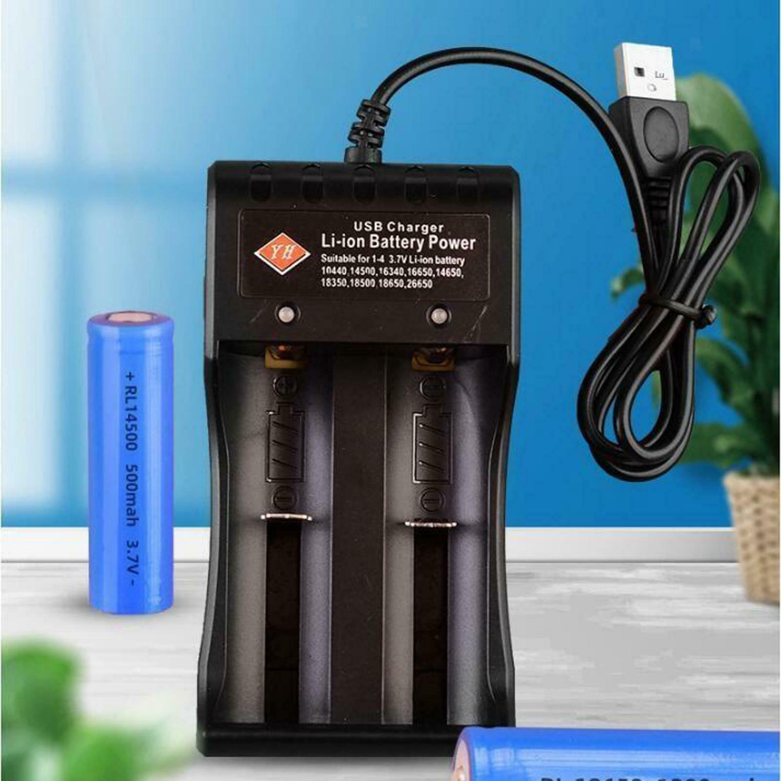 Battery Charger Dual Slot USB for 10440 16340 14650 18350 3.7V Battery