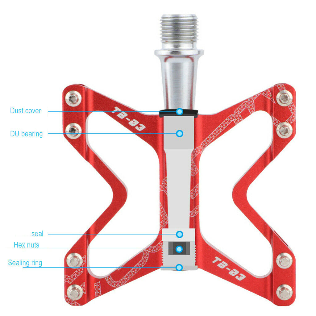 Bike Pedal Mountain Road Bicycle Flat Platform MTB Cycle 9/16" Red