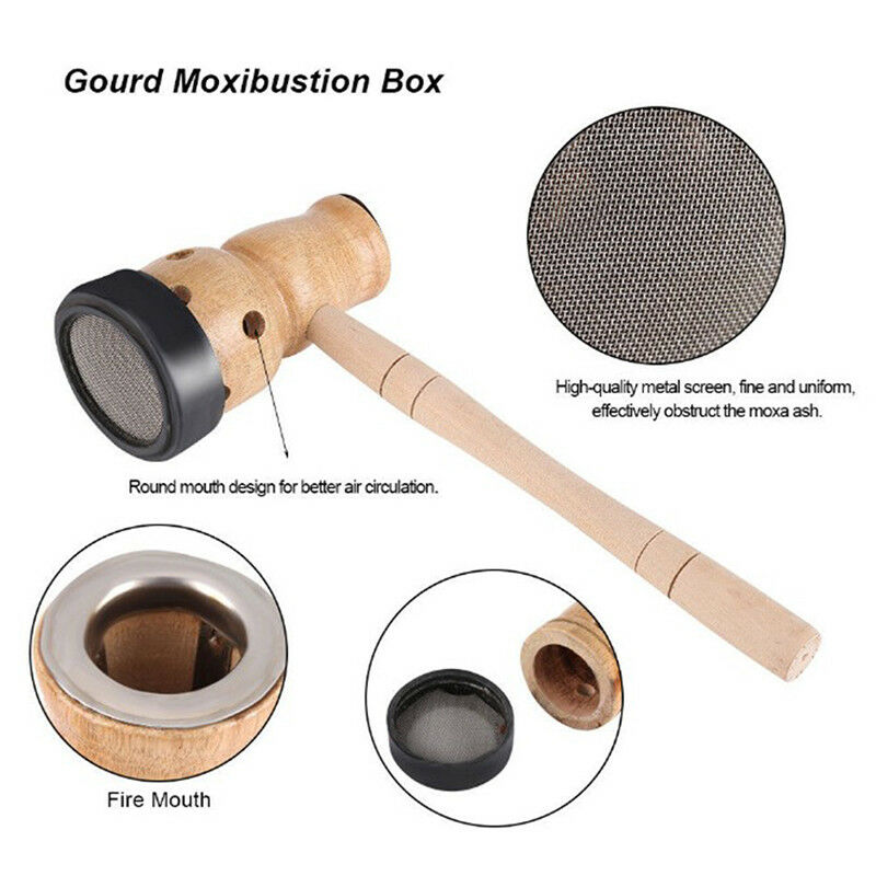 Wood + Metal Effectively Gourd Moxibustion Box Massage  For Acupunctur DEAU
