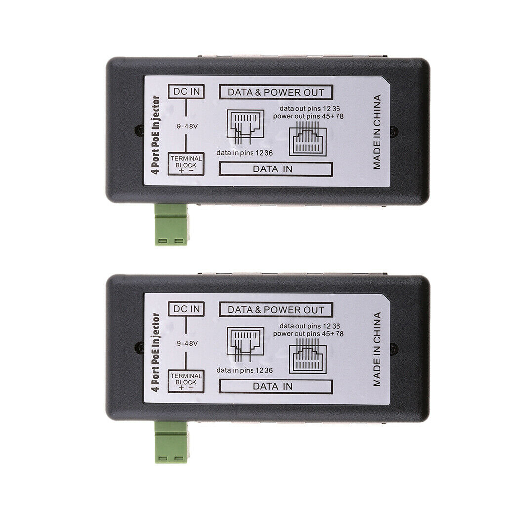 2x Premium 12-48V 4POE Ports Injector Switch Passive Power Chargers & Adapters