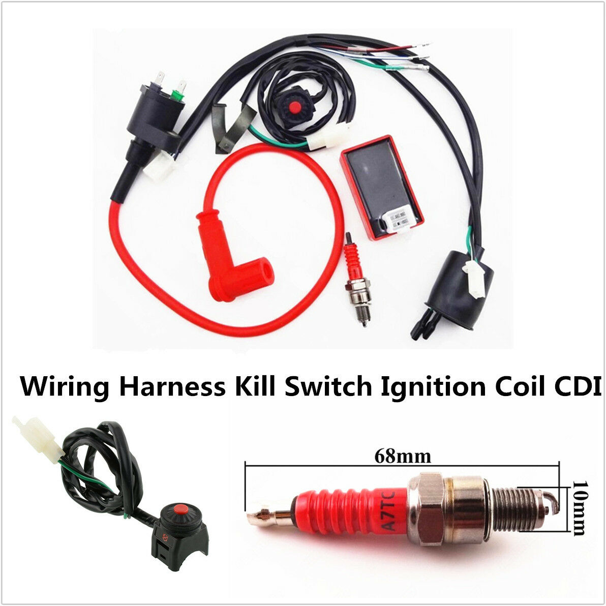 Wiring Loom Harness Kill Switch Coil CDI 110cc 125cc 140cc Kick Start Dirt Bike