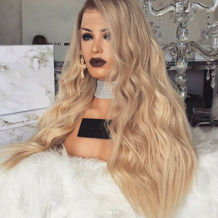 Synthetic Wig Long Body Wavy Full Wigs Ombre Blonde Brown Color Fashion Women