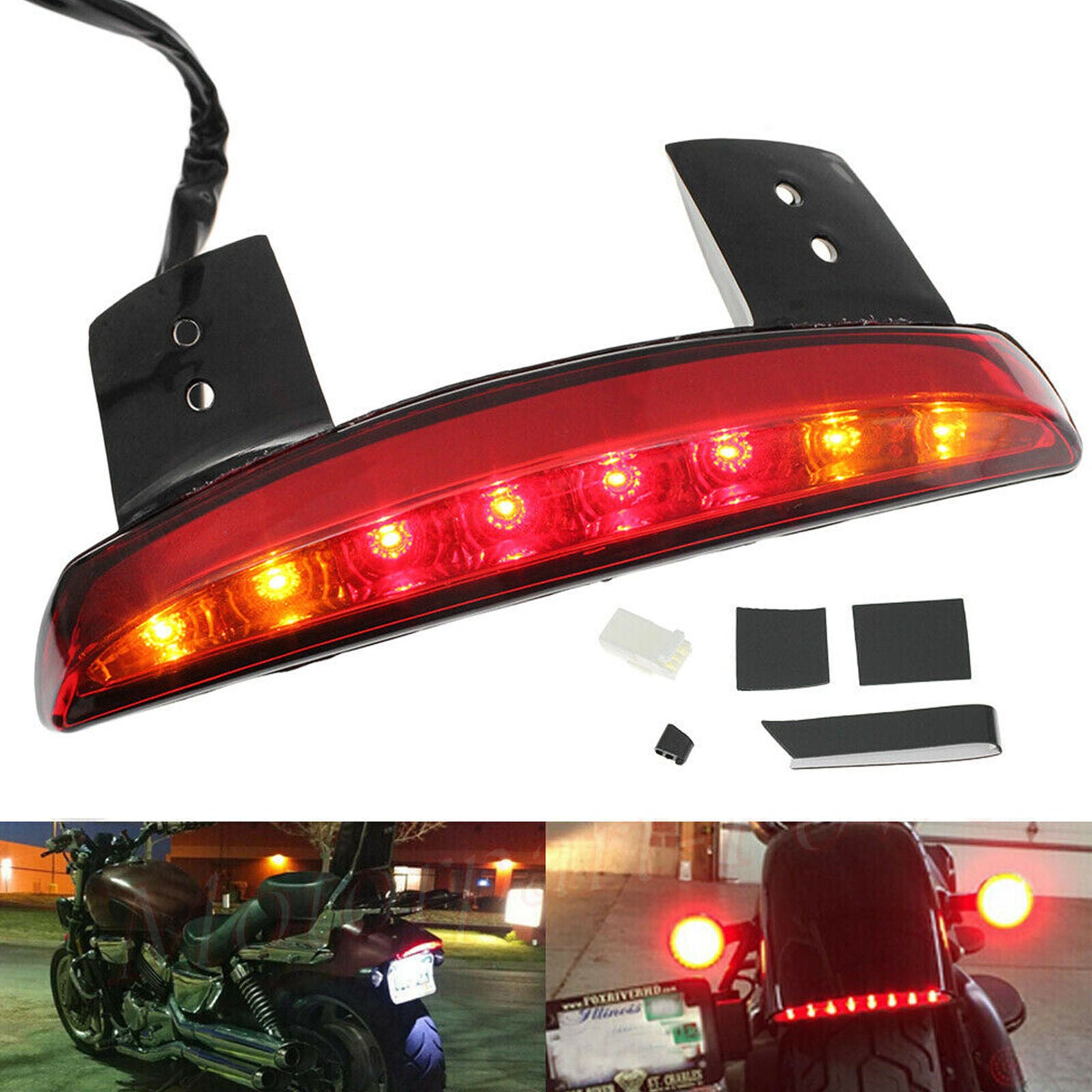 1Pc Led Motorcycle Tail Signals break light Cafe Racer Rear Fender Edge Brake