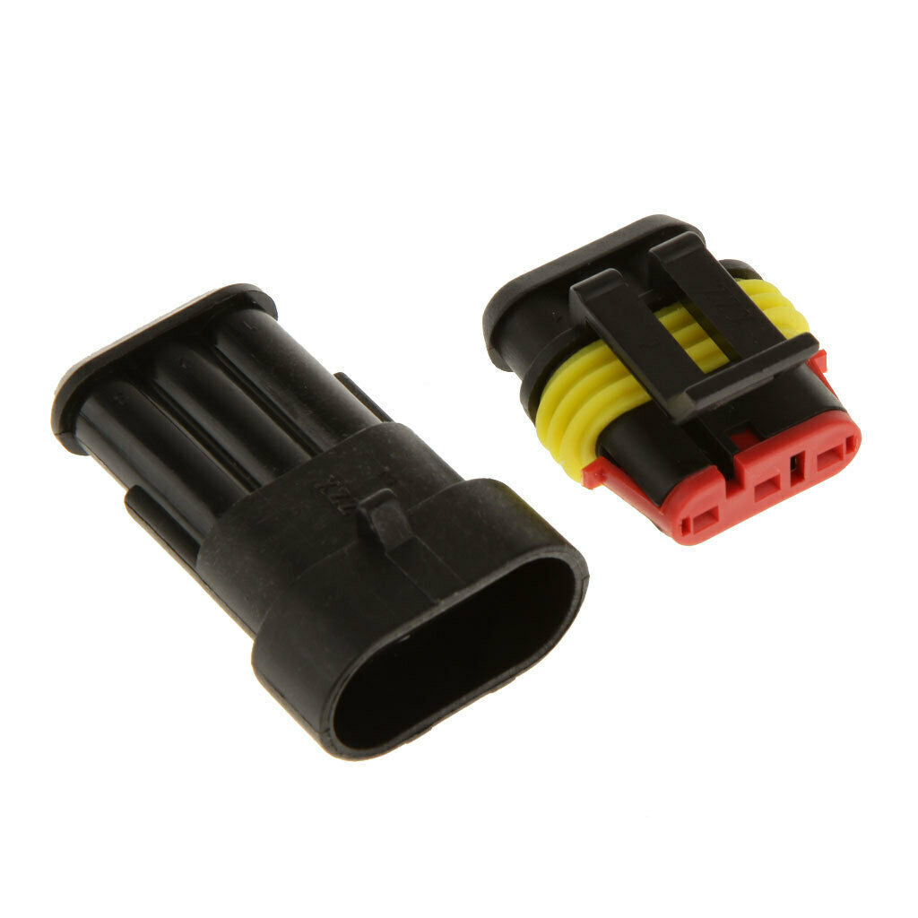 2X 5 Kits 3 Pin Way Sealed Waterproof Electrical Wire Connector Plug Car Auto