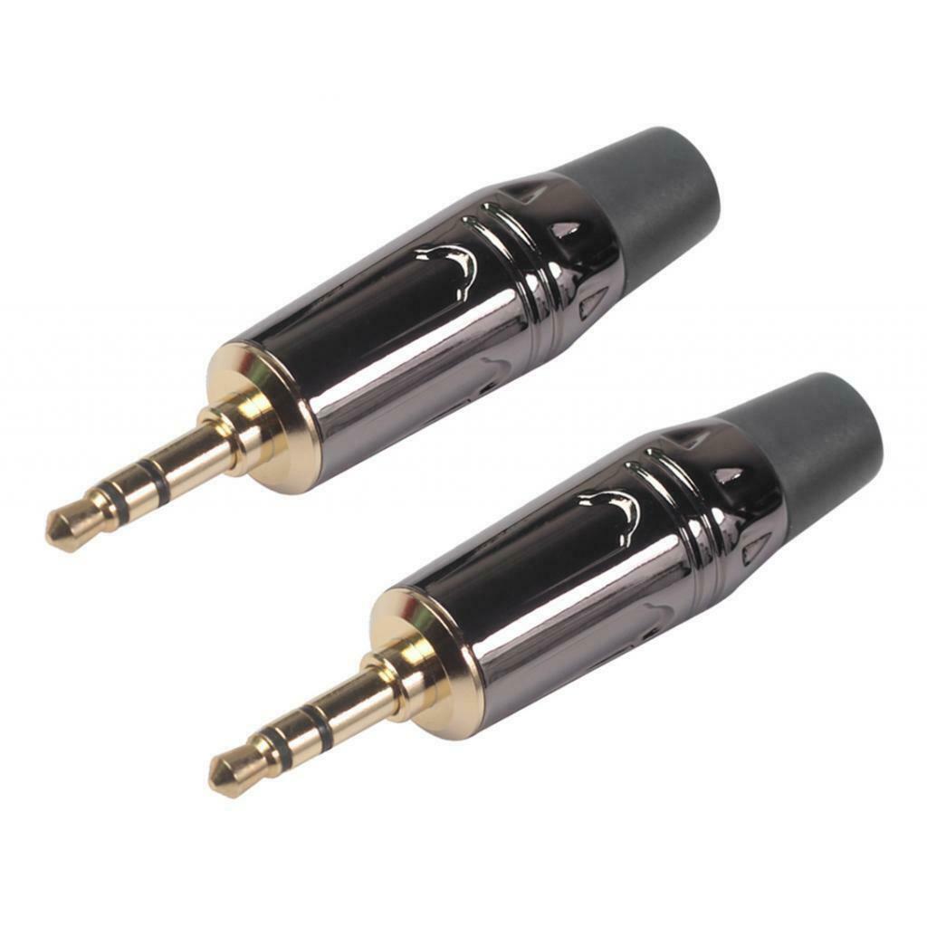 2pcs 3.5mm Stereo Male Solder Plug DIY Earphone Adapter w/ Tail Plug Black