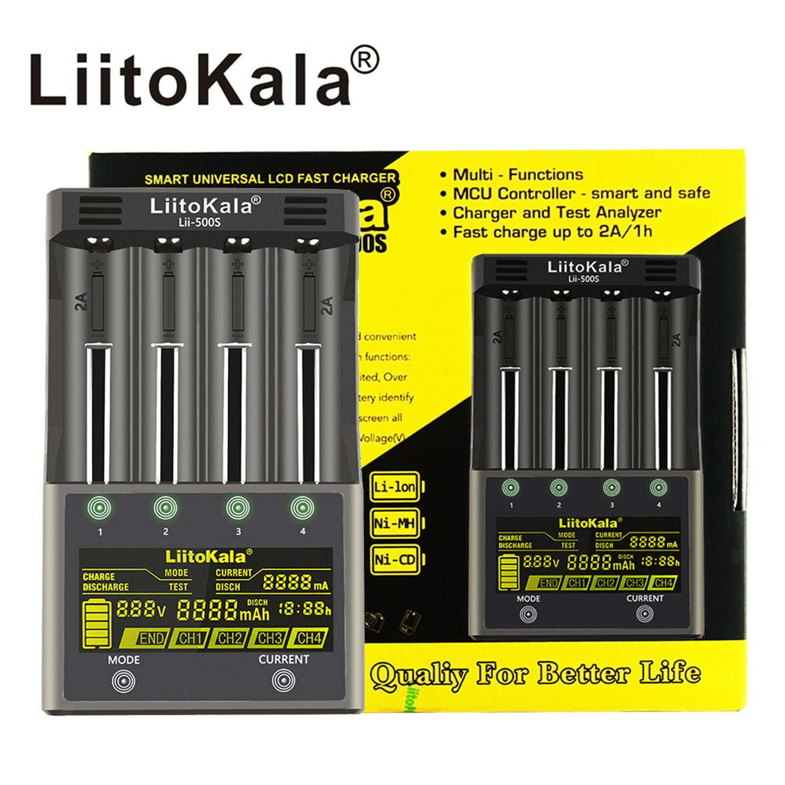 4 Slots Battery Charger for Universal Intelligent AAA with LCD Display