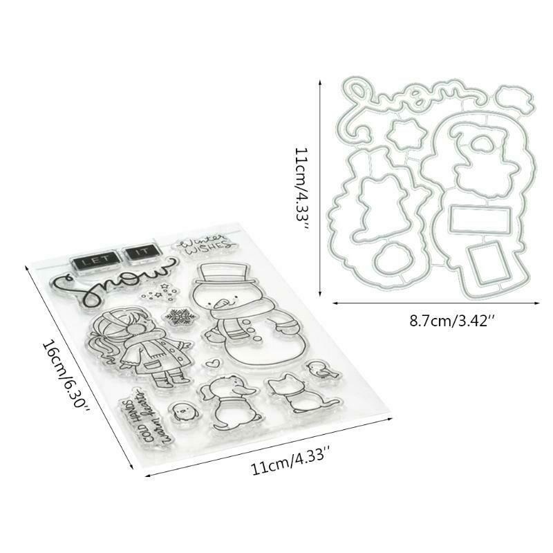 Girl Snowman Cutting Dies Clear Stamp DIY Scrapbooking for Paper Card Embossing