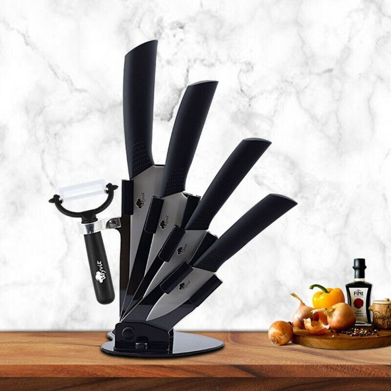 Unique Fan Shape K-nife Acrylic Holder Stand Rack Container Kitchen Organizer