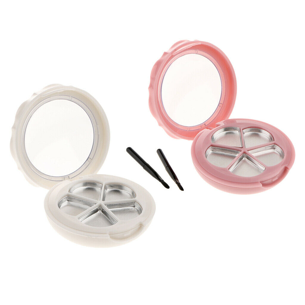 2x Empty Makeup Palette Powder Eyeshadow Blush Lip Gloss DIY Case White/Pink