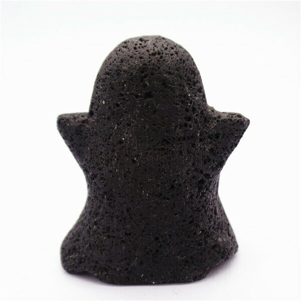 47x39x21mm Black Volcano Stone Carved Ghost Decoration Statue Home Decor HH7929