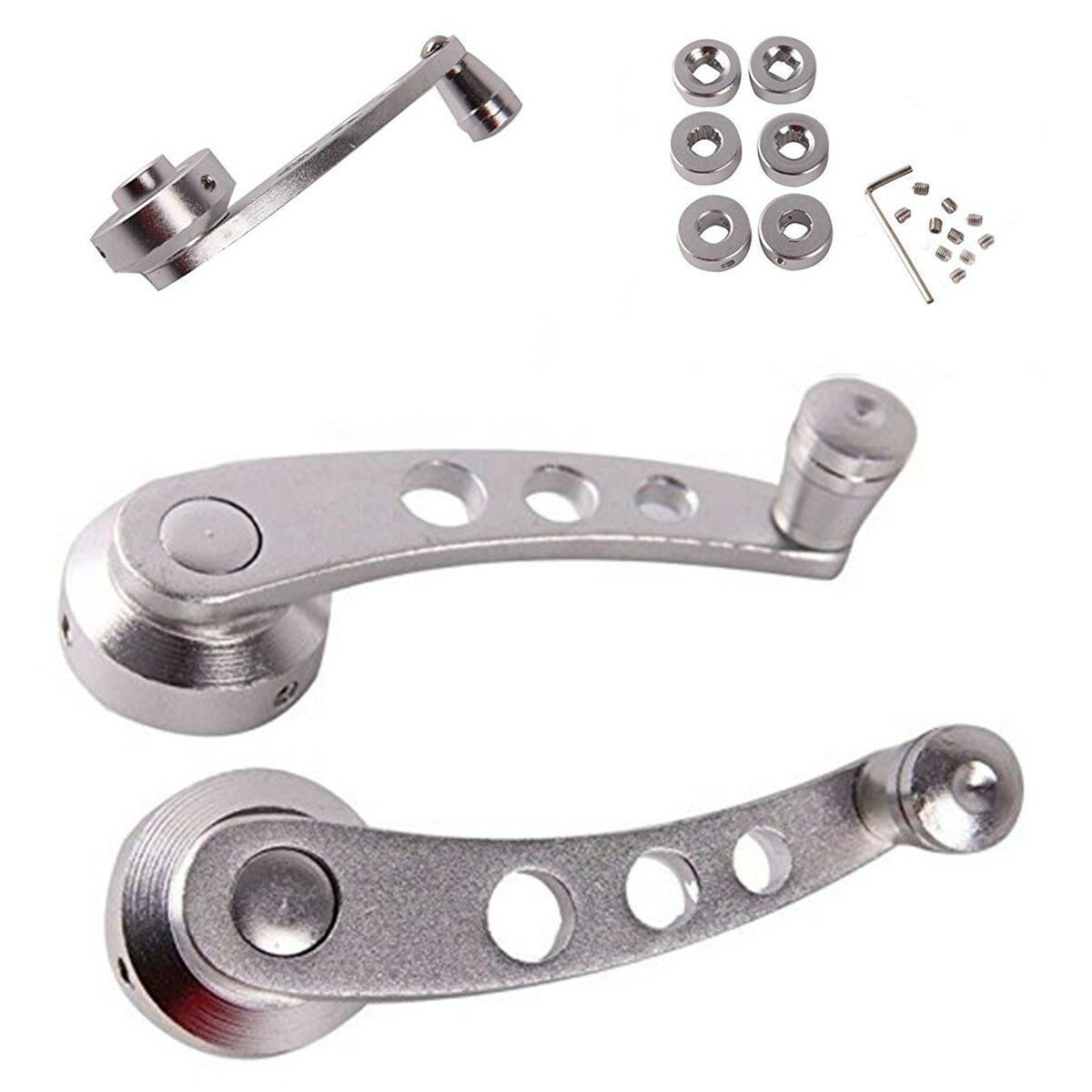 2x Universal Car SUV Window Door Glass Winder Chrome Aluminium Crank Handle Knob