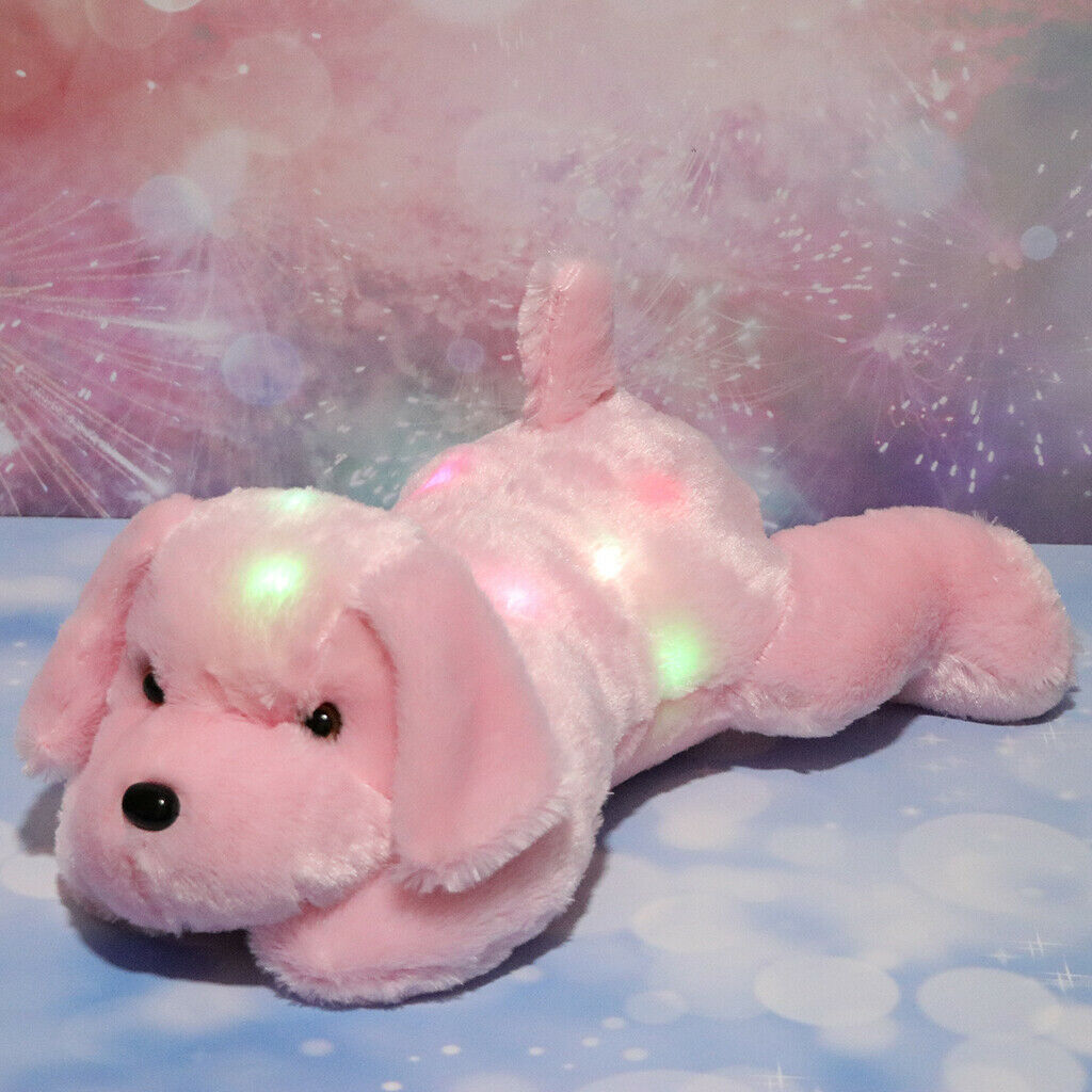 LED Doggie Stuffed Animal Night Light Colorful Glowing Puppy Soft Plush Toys,