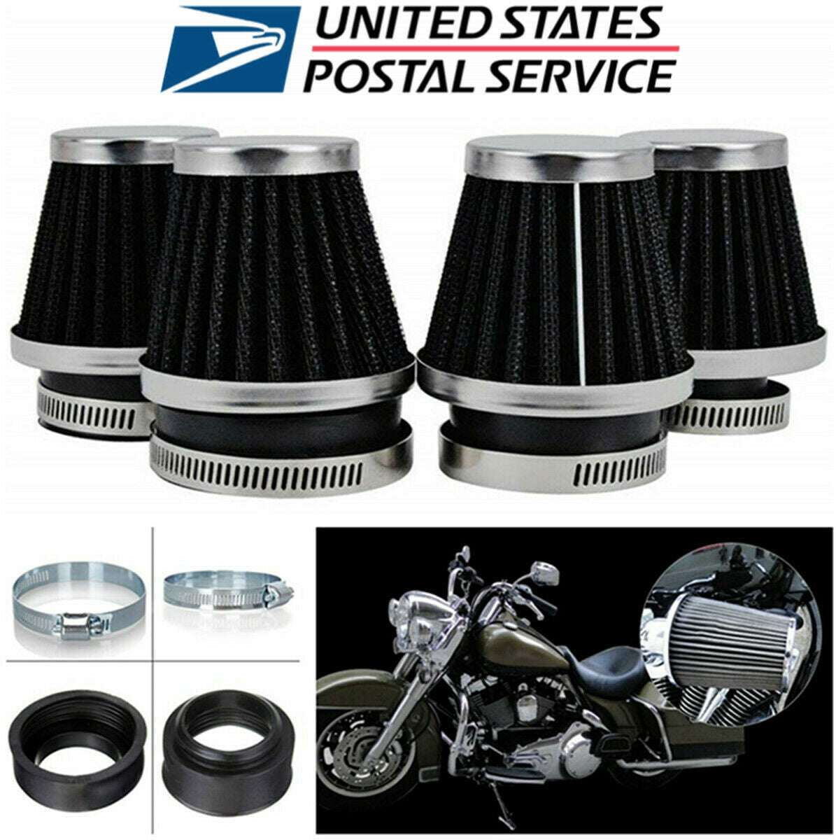 4 Pcs 42mm Inner Diameter Motorcycle Air Intake Filter for Gy6 50cc-150cc Engine