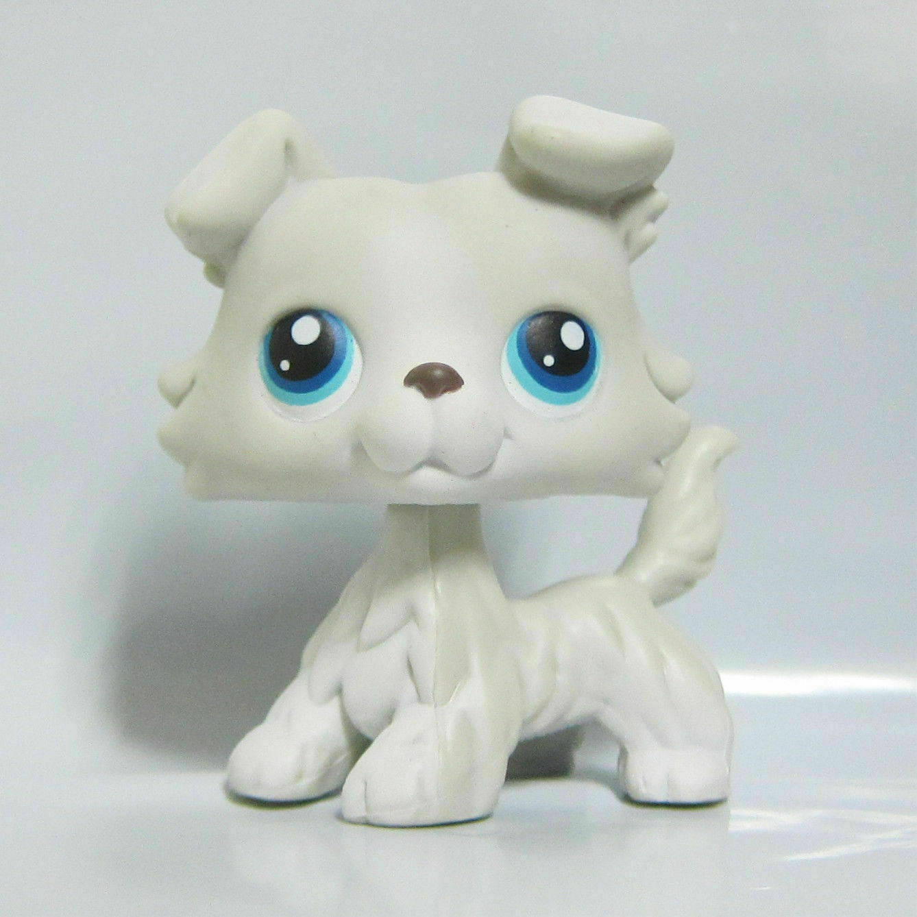 Littlest Pet Shop Lps Jouet #363 Blanc Gris Collie Chien Chiot Double Bleu Yeux