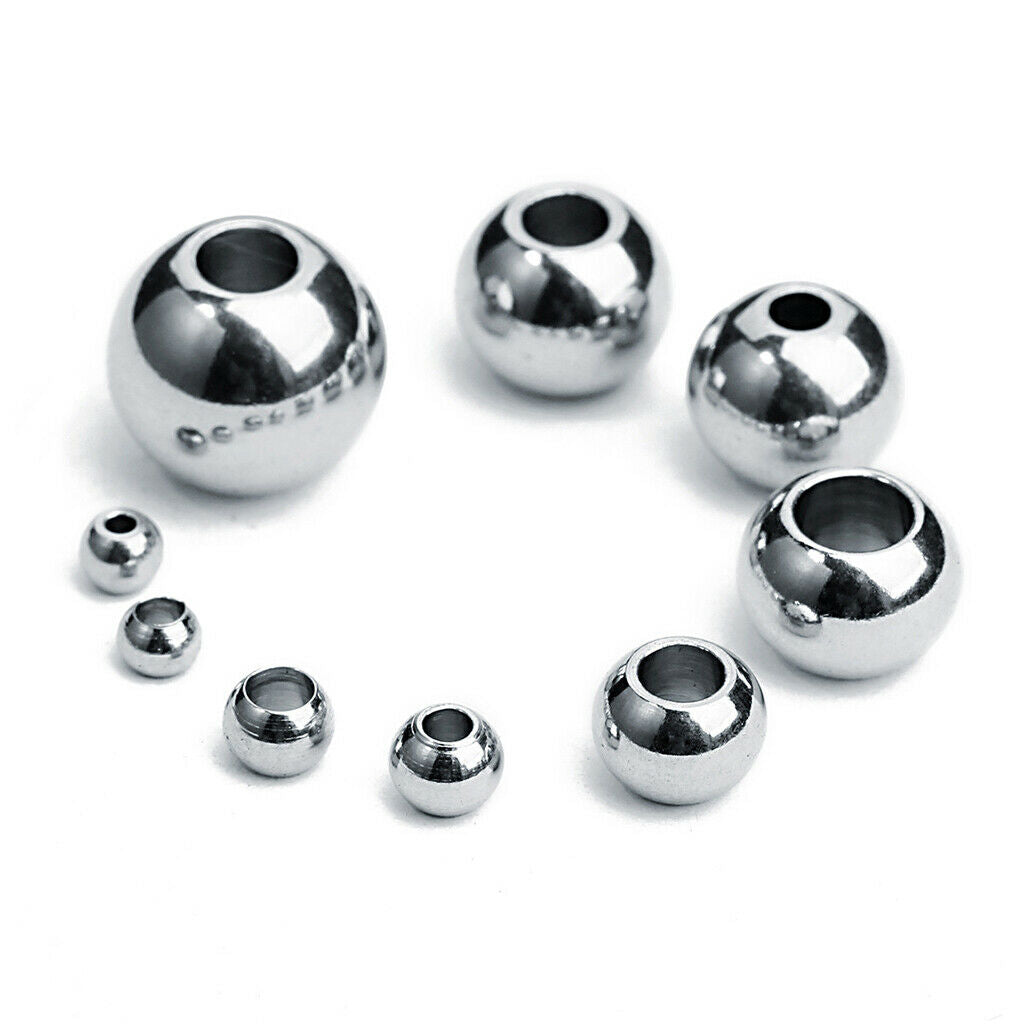 Prettyia 50PCS 8mm Stainless Steel Spacer Beads Ball Beads Jewelry Making