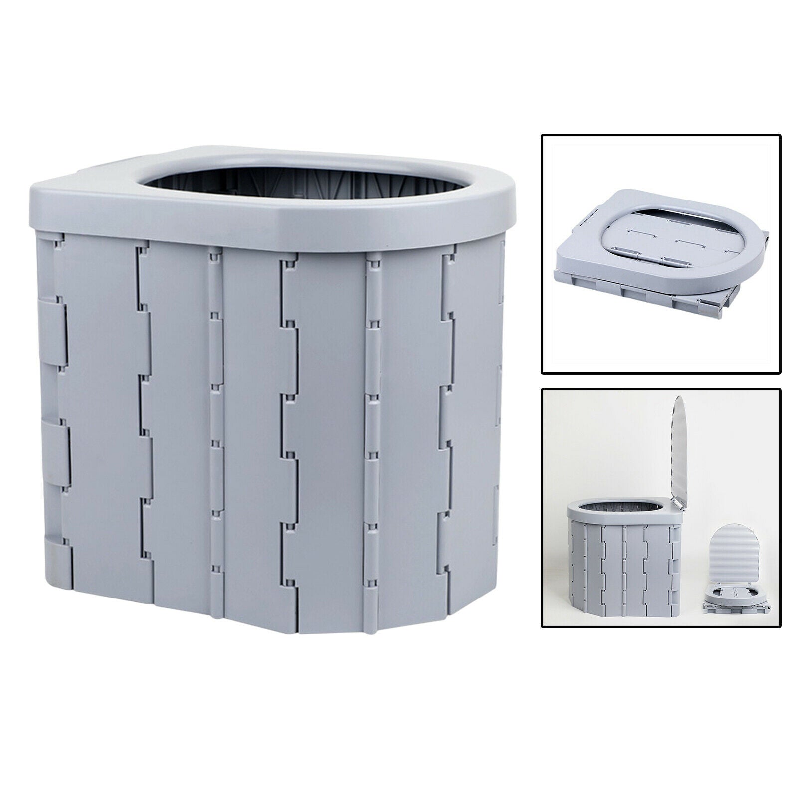 Portable Folding Toilet Outdoor Camping Hiking Long Trips Baby Potty Grey