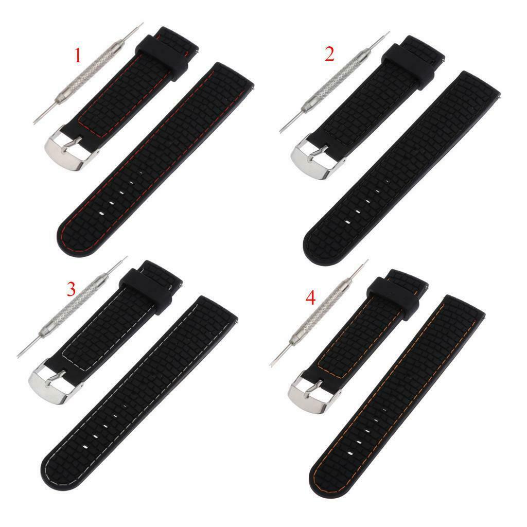 Waterproof Silicone Watch Strap with Stainless Steel Pin Buckle Red Line
