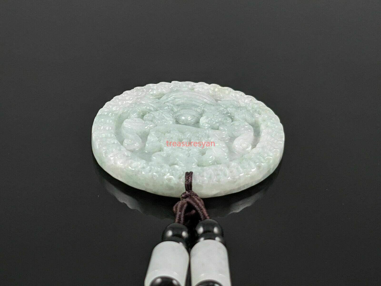 Natural Burmese Grade A Jadeite Jade Wealth Pendant with Woven Necklace