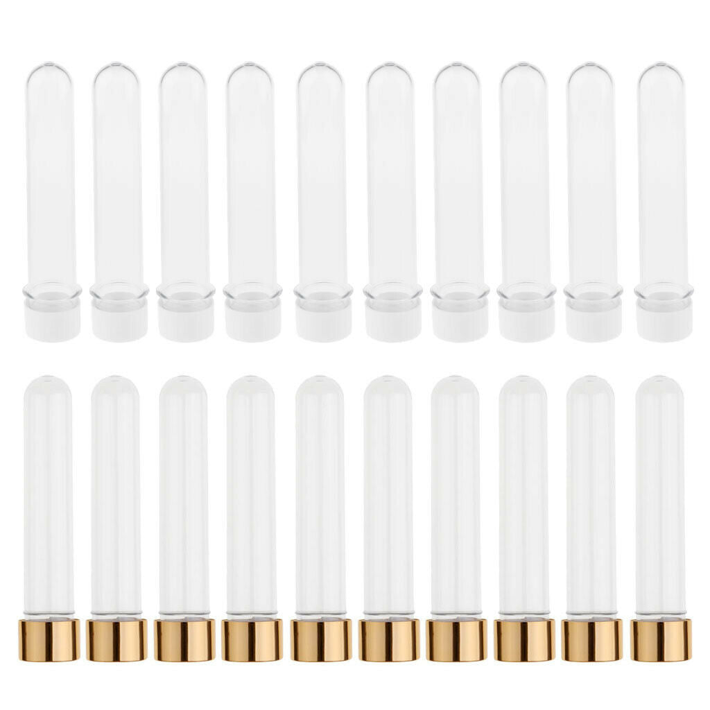10pcs 40ml Clear PET Plastic Test Tubes with Screw Caps (25x140mm) White