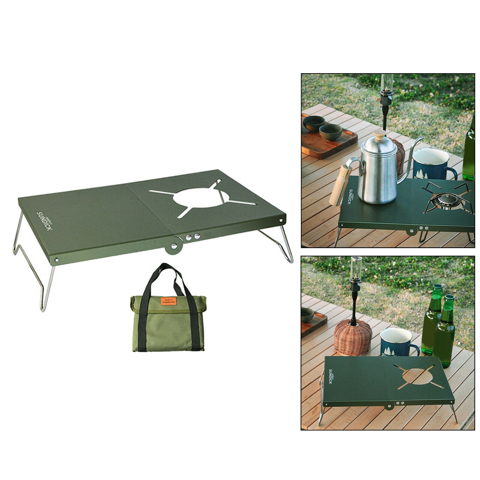 Outdoor Folding TableCamp Burner Stand Holder BBQ Grill Desk Hiking RV Green