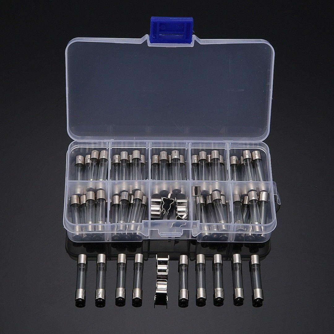 60tlg Sortiment Feinsicherungen Gerätesicherungen Glassicherungen 0,2-5A 6X30 mm