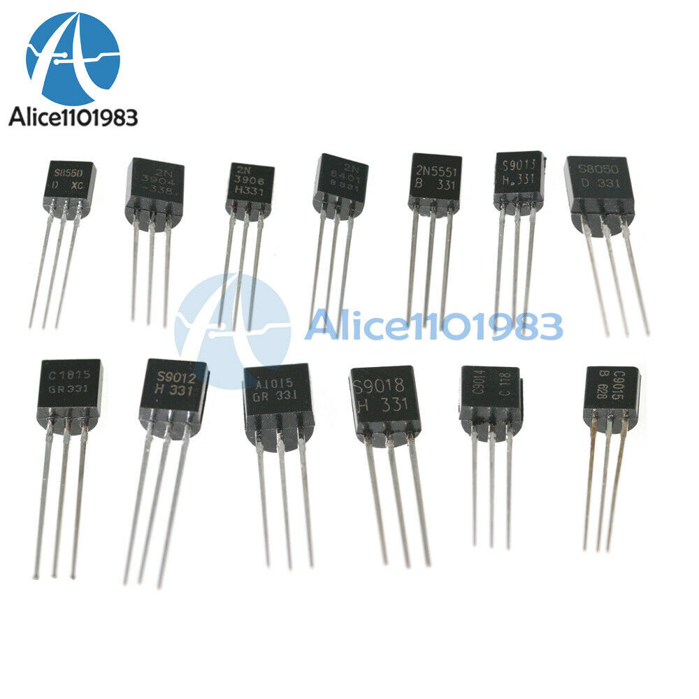 600PCS 15 Values x 40 Pcs Assorted Transistor TO-92 Assortment Box Kit
