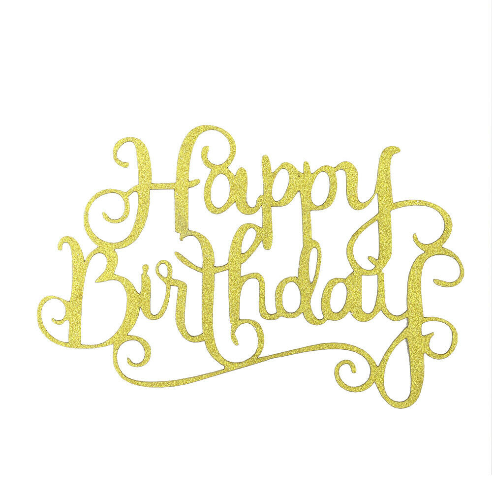 40 Pcs of Glitter Happy Birthday Cake Cupcake Topper Home Party