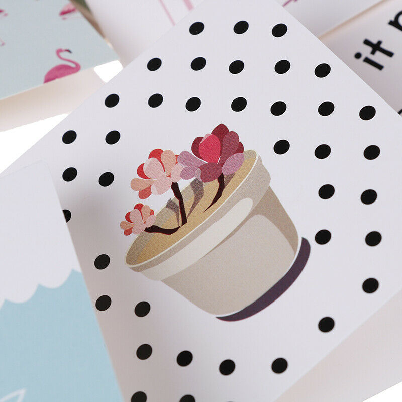 10pcs/set Cartoon Birthday Greeting Cards Blank New Year Greeting Postc .l8