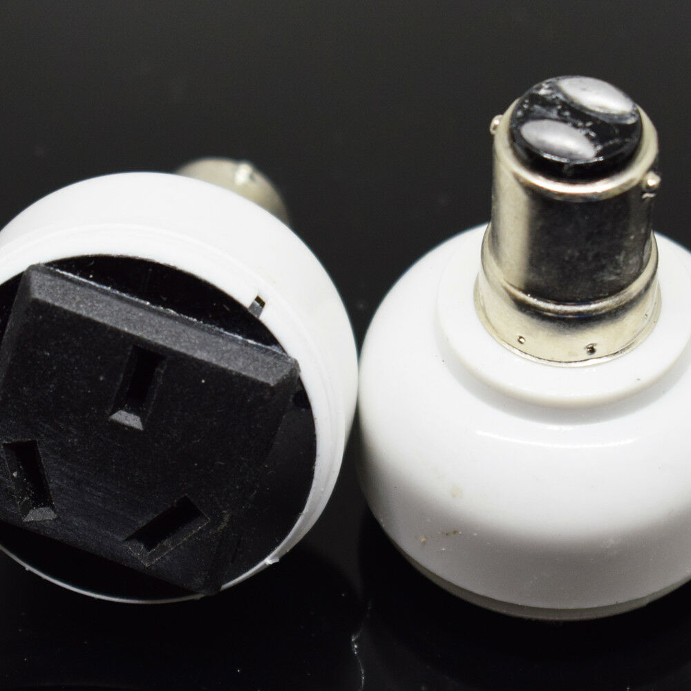 10pcs BA15D Male to Int'l Standard 3 Prong Holes Female Socket Bulb Lamp Adapter