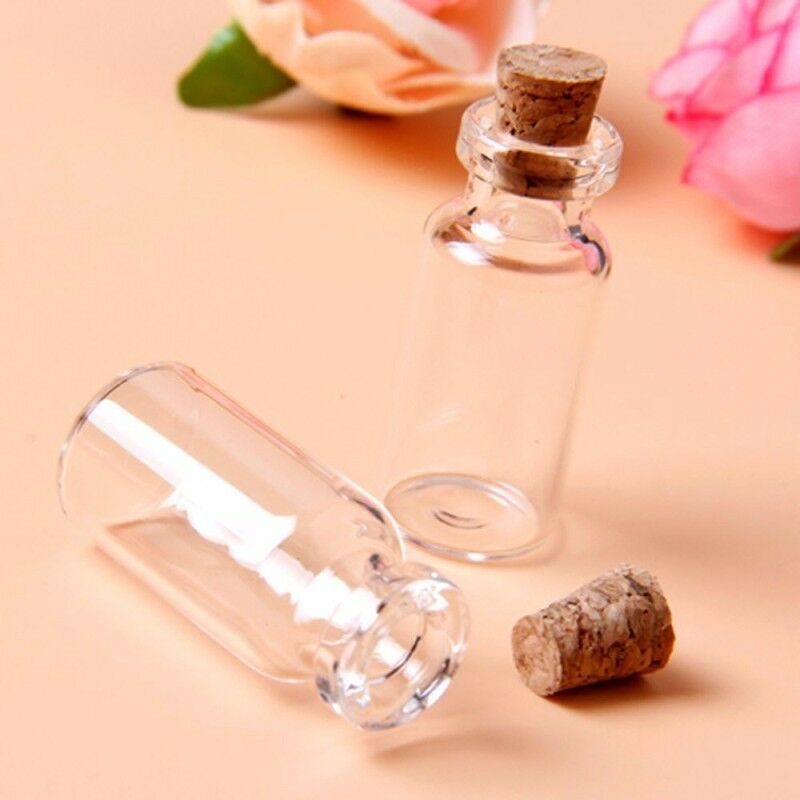 10pcs Clear Glass Bottles Cork Empty Necklace Bottles Pendants Home decor 2ml