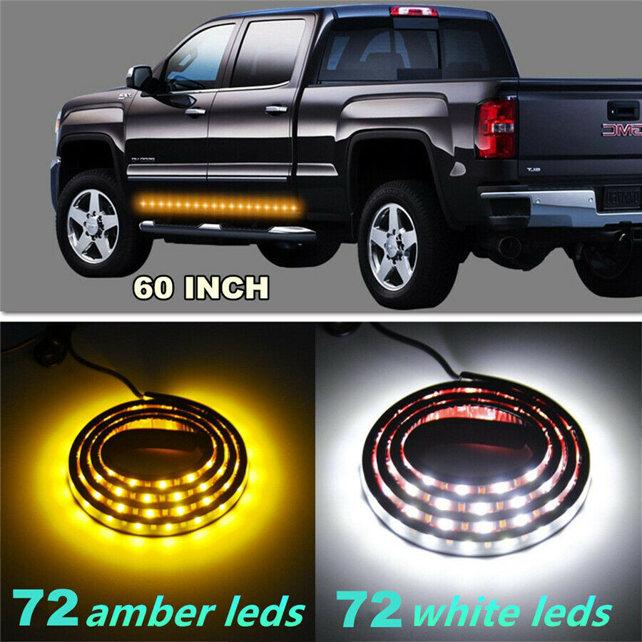 2X 60" LED Strips Sequential Flash Turn Signal White courtesy light Waterproof