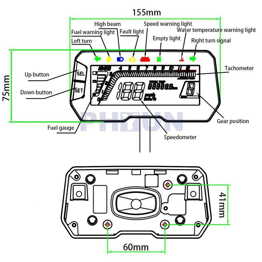 Motorcycle Speedometer Odometer Gauge 12000RPM Backlight 2 4 Cylinders Meter