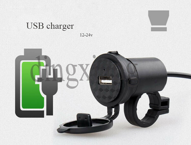 1pcMotorbike Motorcycle USB Charger Power Socket Adapter Outlet Waterproof12-24v
