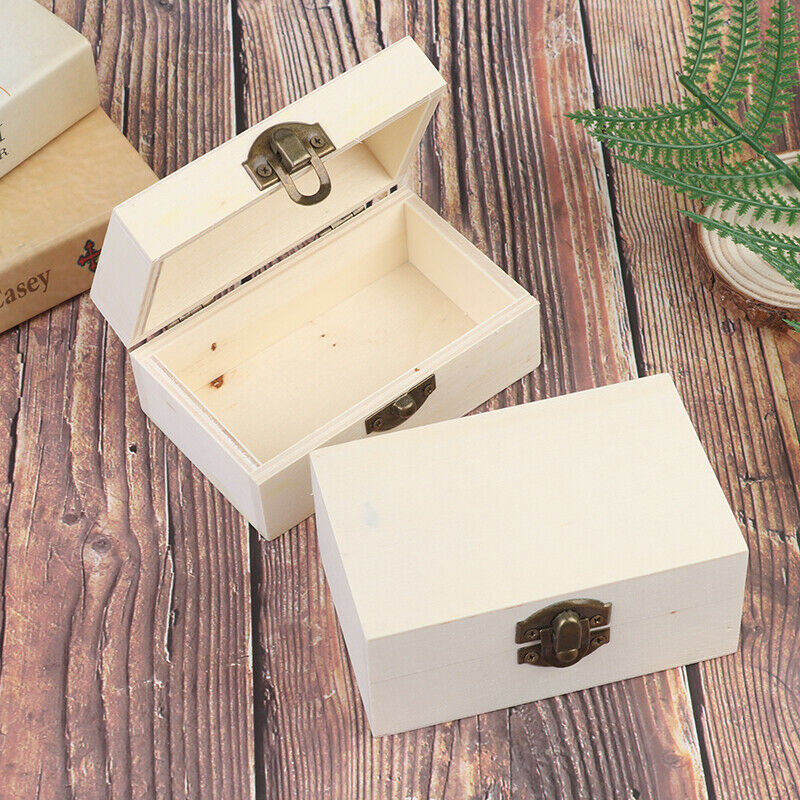 Home Storage Box Natural Wooden With Lid Golden Lock Jewelry Case Wooden .l8