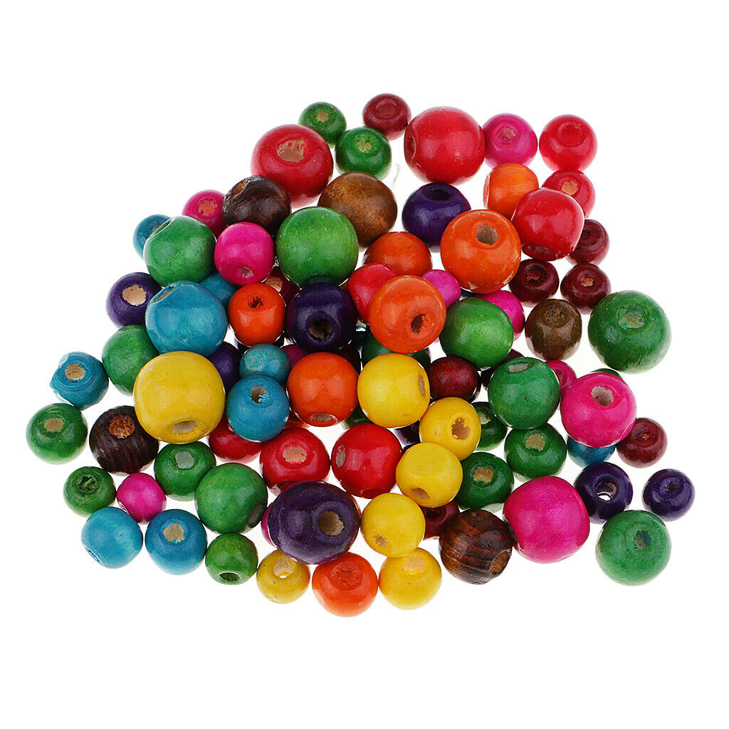 100 colored wooden round beads spacer beads wooden beads DIY