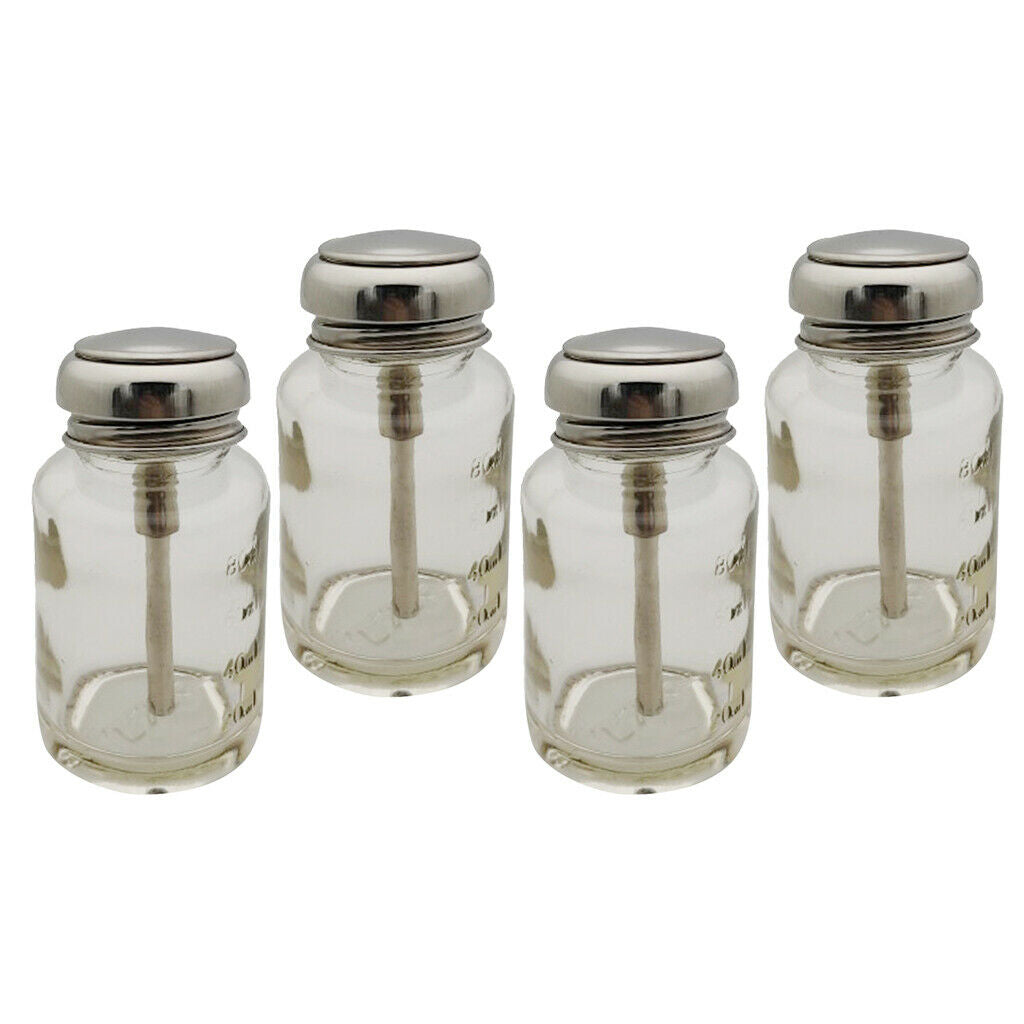 4x Empty Press Bottles Nail PolishMakeup Remover Dispenser Vials Container